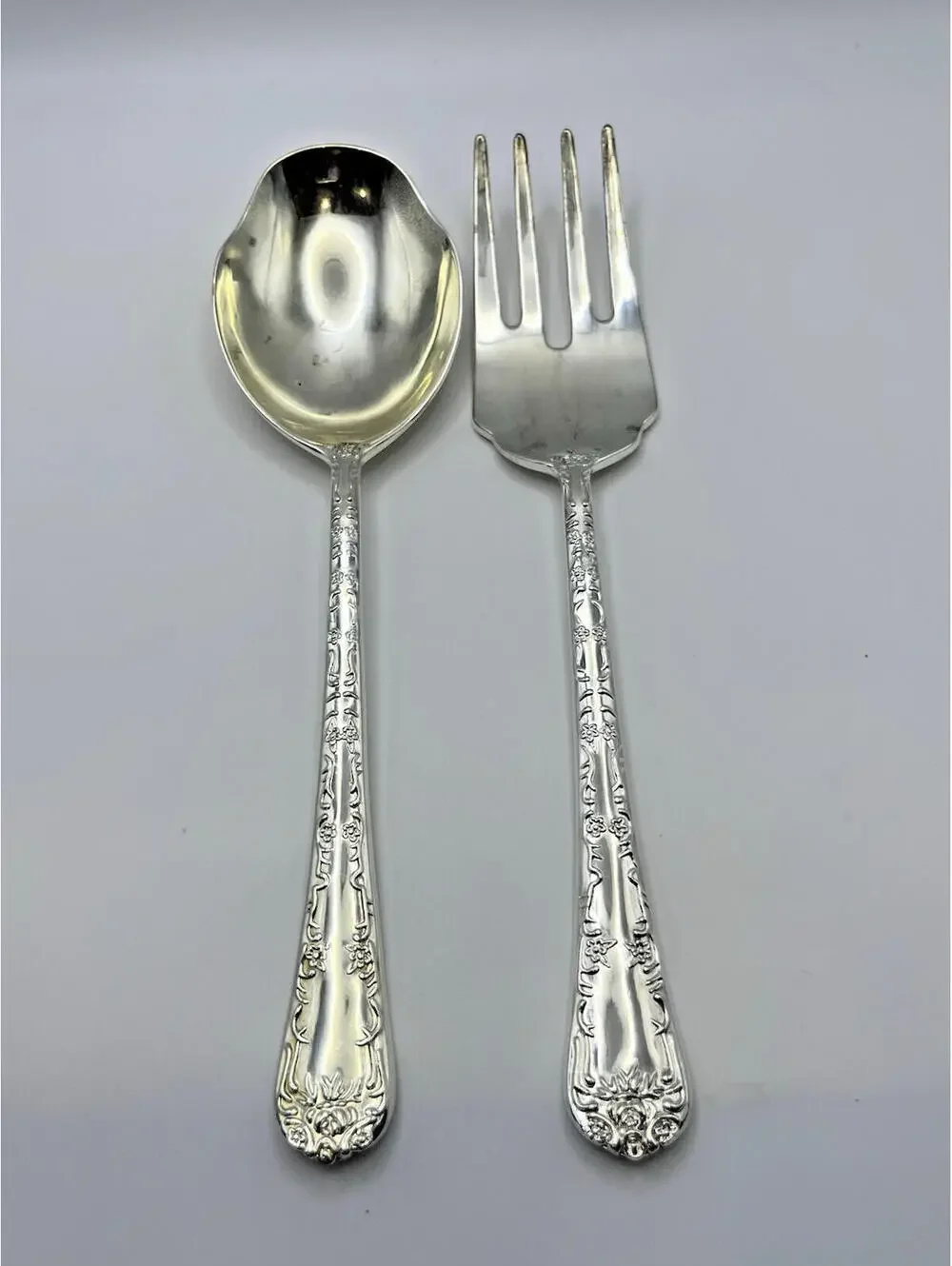 WM Roger Enchanted Set Rose Vintage Silverplate by IS Service for 8, with 42 pcs